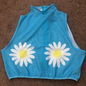 Blue Daisy High Neck Rave Top